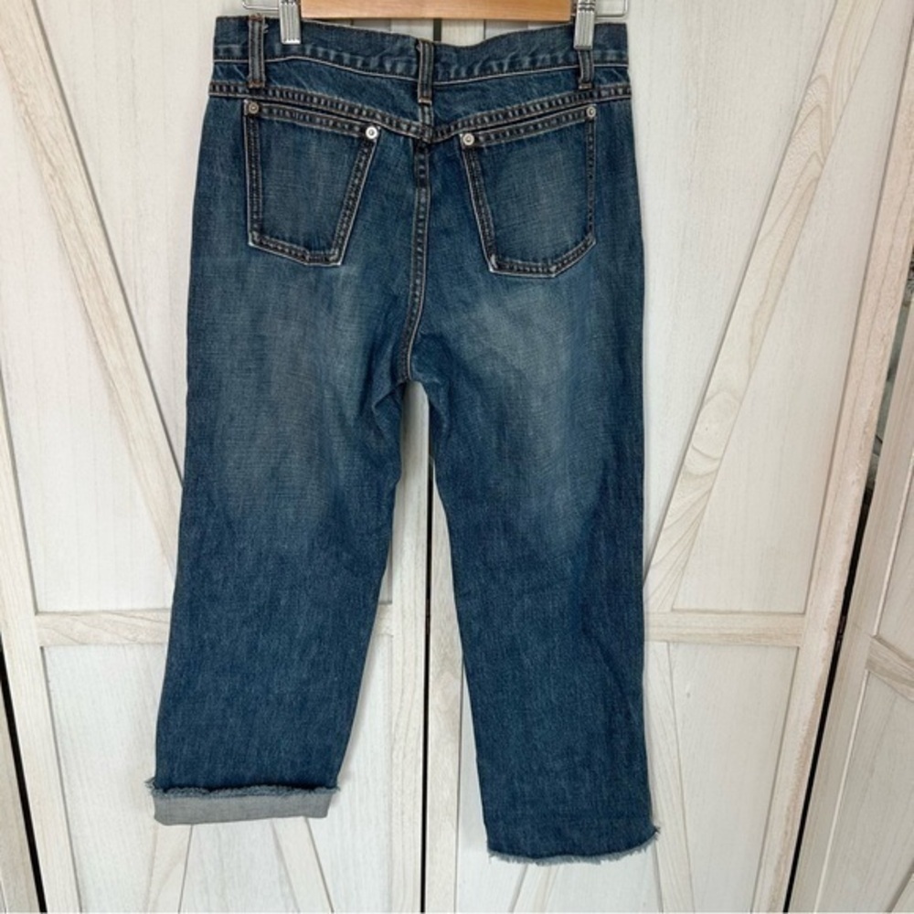 โจJ Crew button fly crop boyfriend blue jeans ๐ 4 - Picture 9 of 10
